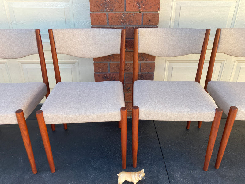 Parker table dining 6 matching chairs fully restored Zepel grey color 1960s MCM