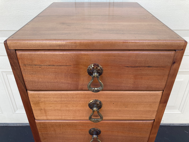 6 drawer cabinet fully restored teak honeycomb tapered legs vintage MCM brass