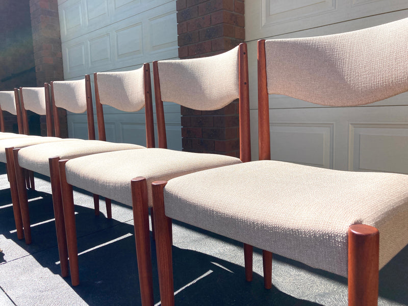 Parker table dining 6 matching chairs fully restored Zepel grey color 1960s MCM