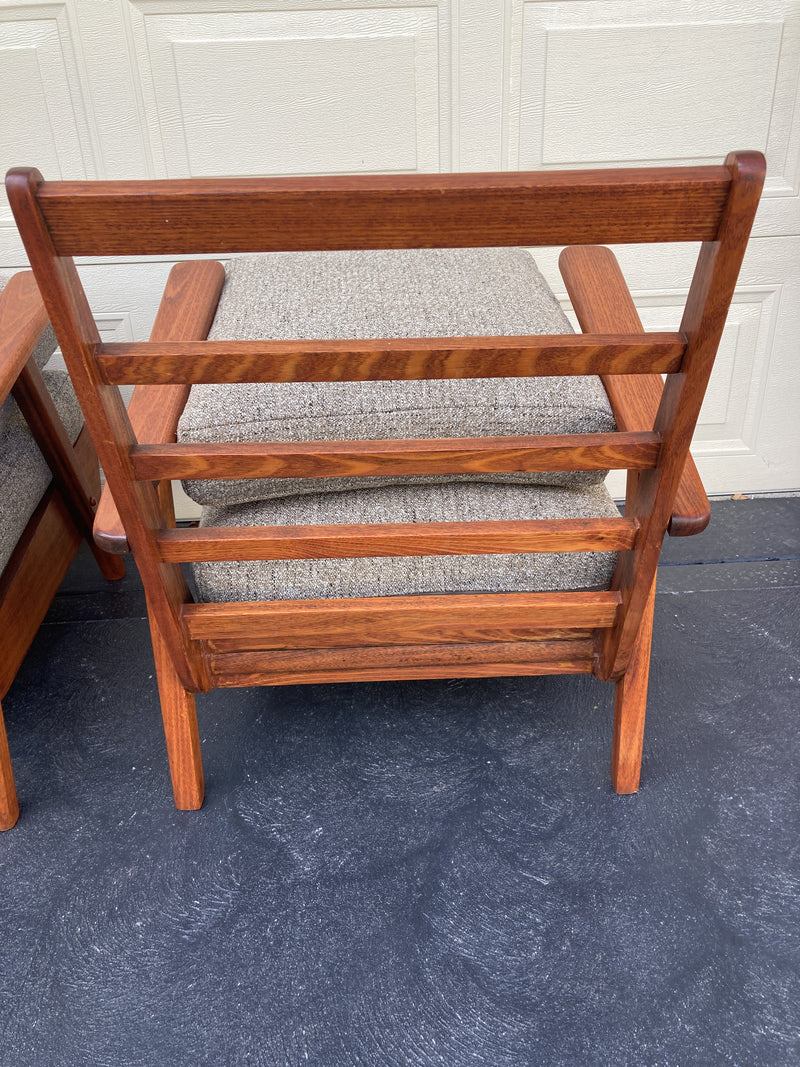 Van Treight lowline armchairs pair restored 1950s MCM vintage original
