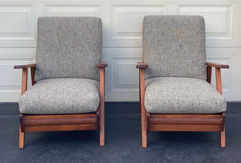 Van Treight lowline armchairs pair restored 1950s MCM vintage original