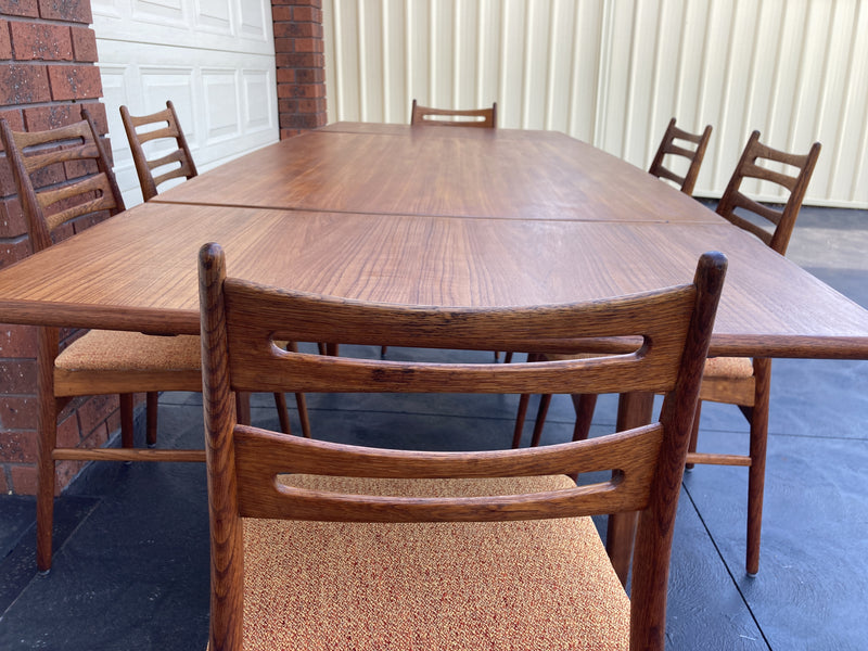 Scope Furniture MCM Authentic restored dining suite ladder back Niels Kofoed style chairs Australia made