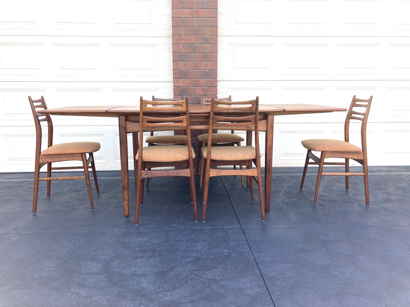 Scope Furniture MCM Authentic restored dining suite ladder back Niels Kofoed style chairs Australia made