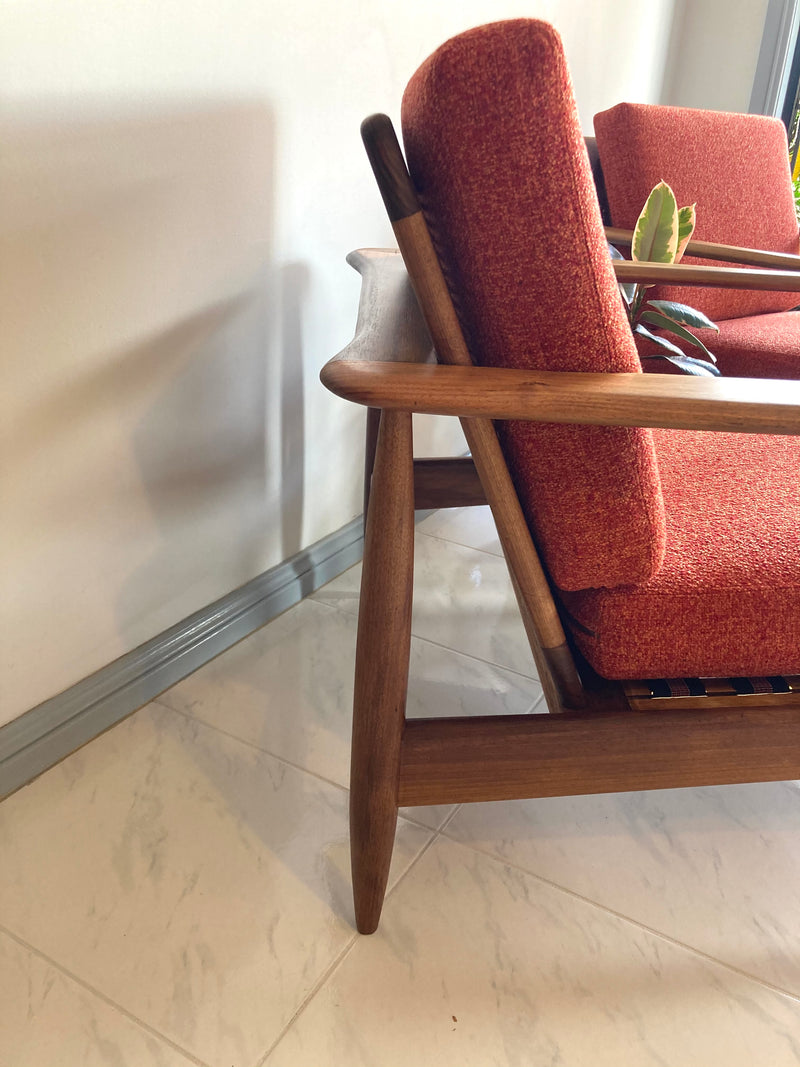 Pre order - Rare Pair Parker low line wraparound armchair genuine 1960s fully restored MCM rattan