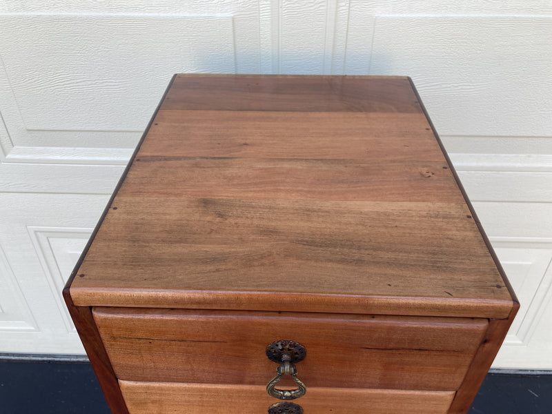 6 drawer cabinet fully restored teak honeycomb tapered legs vintage MCM brass