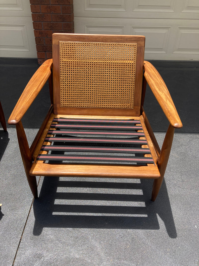 Pre order - Rare Pair Parker low line wraparound armchair genuine 1960s fully restored MCM rattan