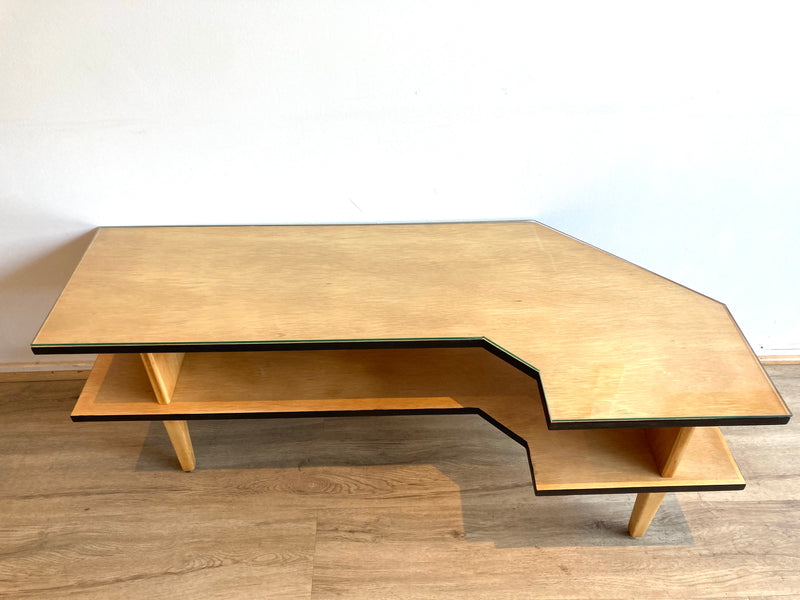 Zoureff Rudowski coffee table tv glass intricate table MCM 1960s authentic restored