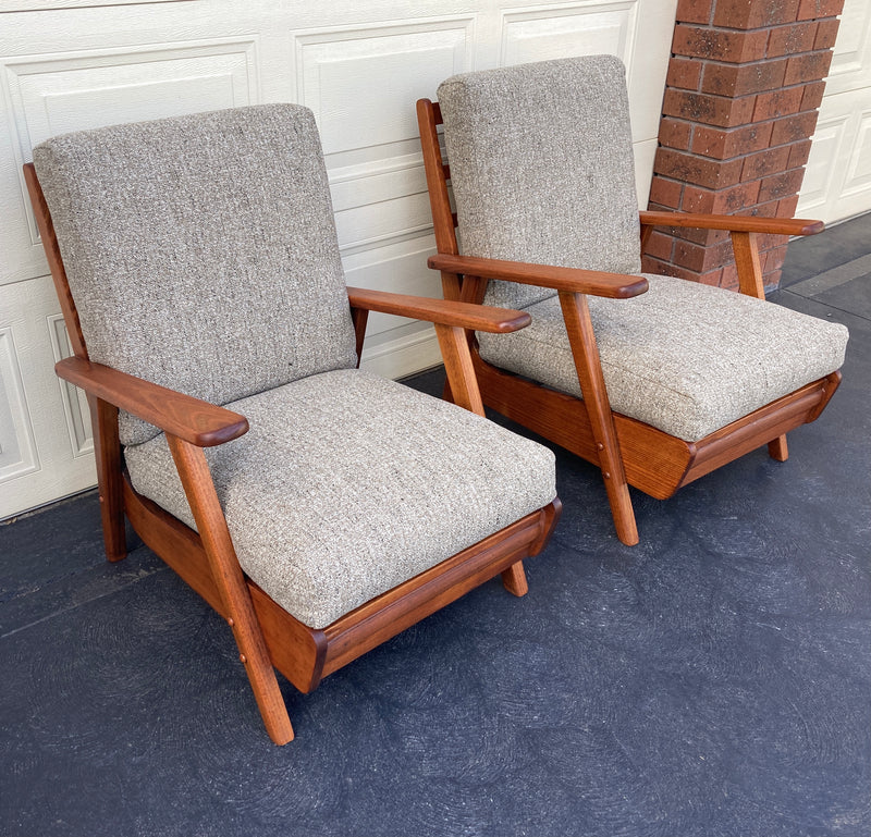 Van Treight lowline armchairs pair restored 1950s MCM vintage original