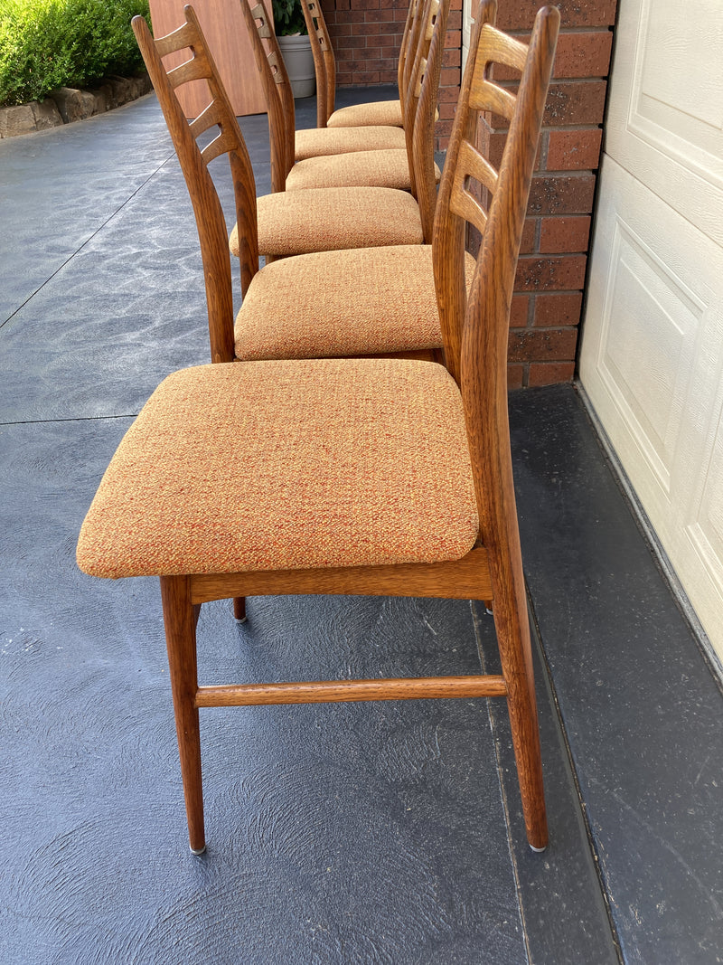 Scope Furniture MCM Authentic restored dining suite ladder back Niels Kofoed style chairs Australia made