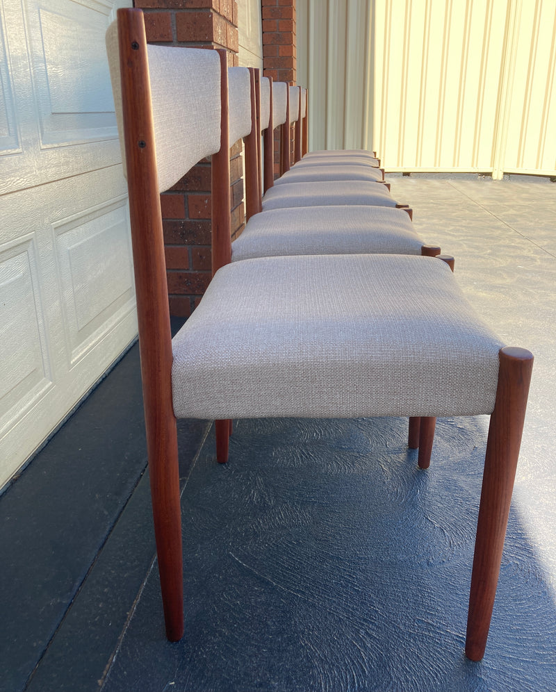 Parker table dining 6 matching chairs fully restored Zepel grey color 1960s MCM