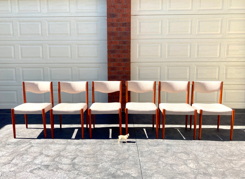Parker table dining 6 matching chairs fully restored Zepel grey color 1960s MCM