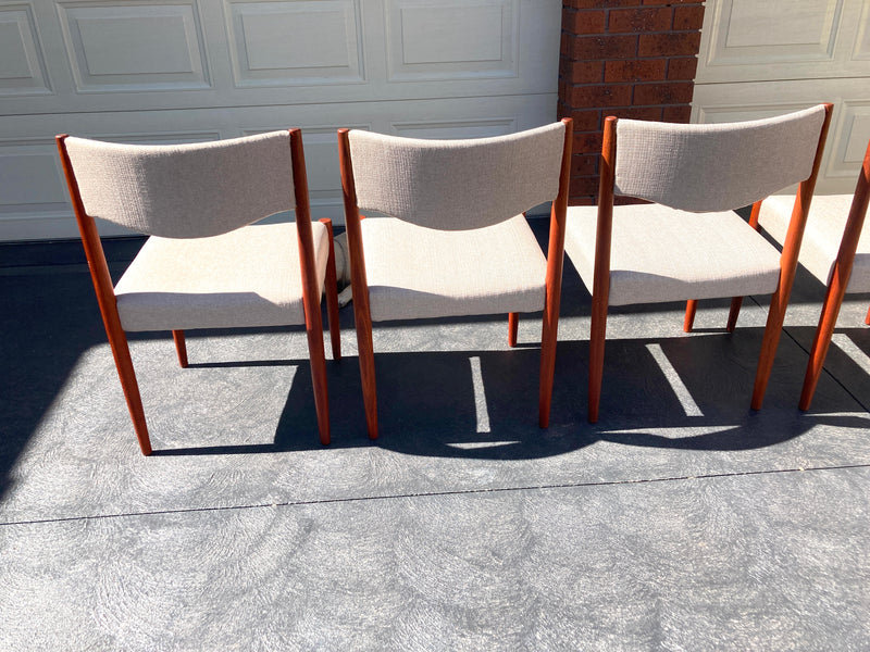 Parker table dining 6 matching chairs fully restored Zepel grey color 1960s MCM