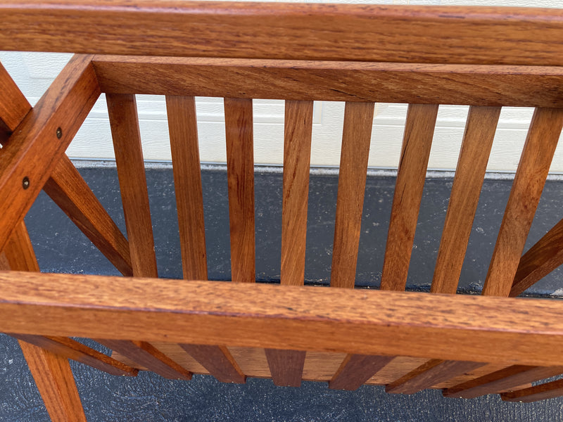 Magazine Newspaper Rack Teak wood MCM restored Vintage