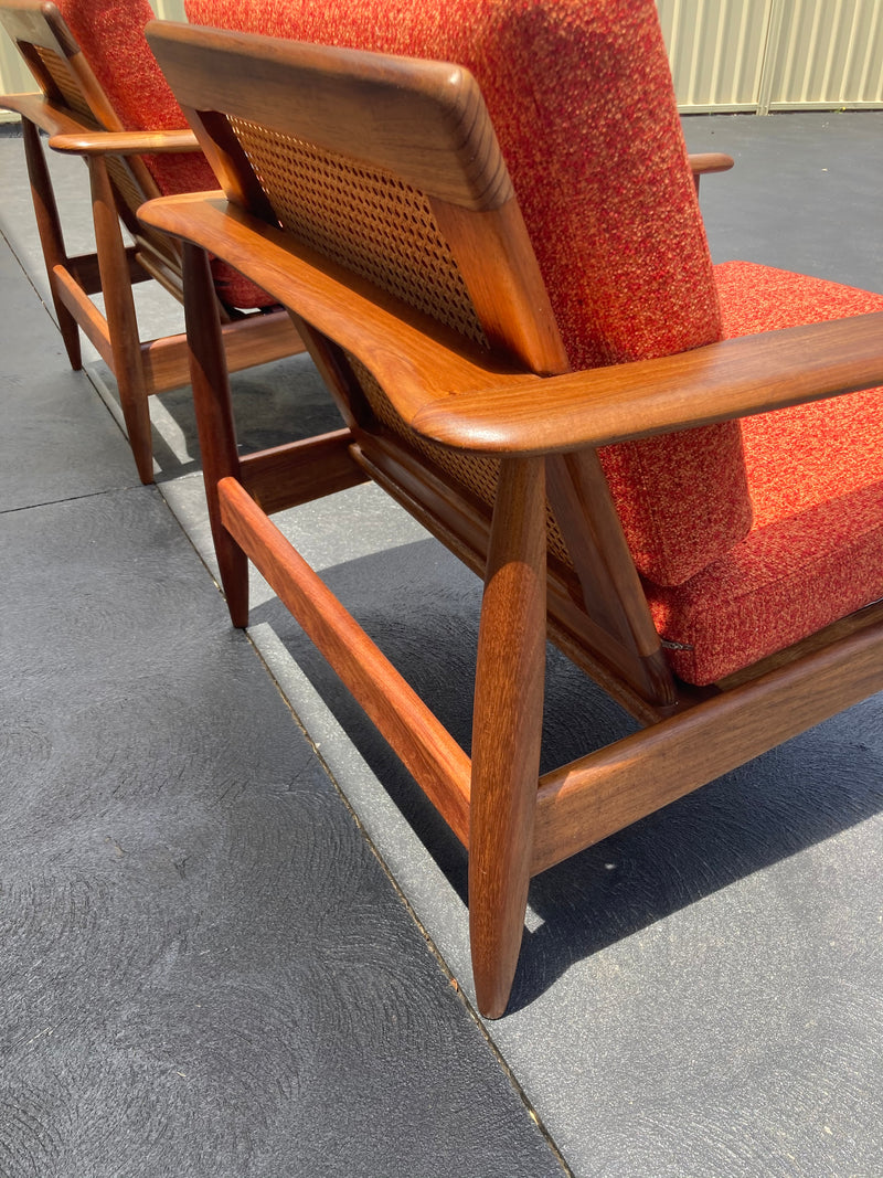 Pre order - Rare Pair Parker low line wraparound armchair genuine 1960s fully restored MCM rattan