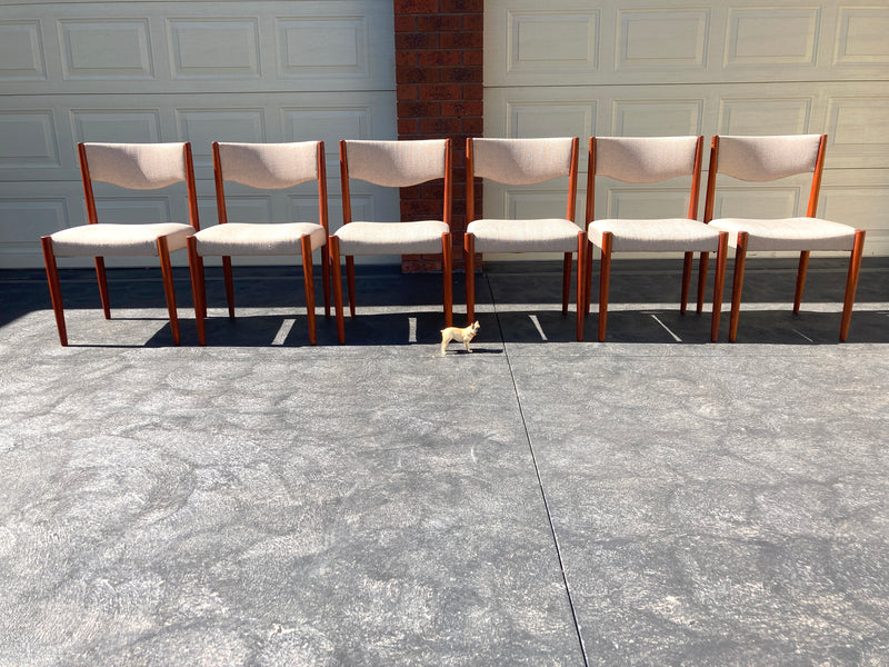 Parker table dining 6 matching chairs fully restored Zepel grey color 1960s MCM