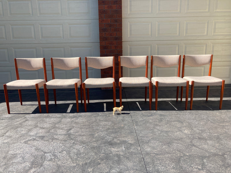Parker table dining 6 matching chairs fully restored Zepel grey color 1960s MCM