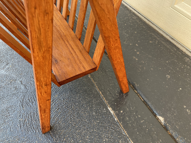 Magazine Newspaper Rack Teak wood MCM restored Vintage