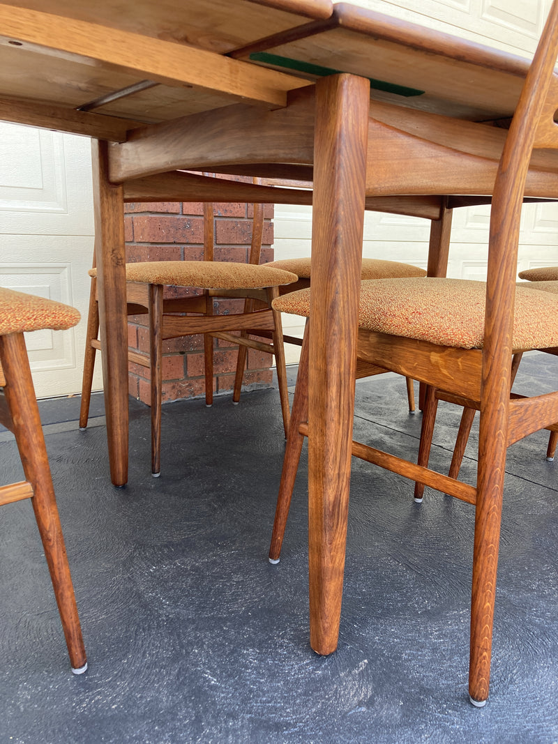 Scope Furniture MCM Authentic restored dining suite ladder back Niels Kofoed style chairs Australia made