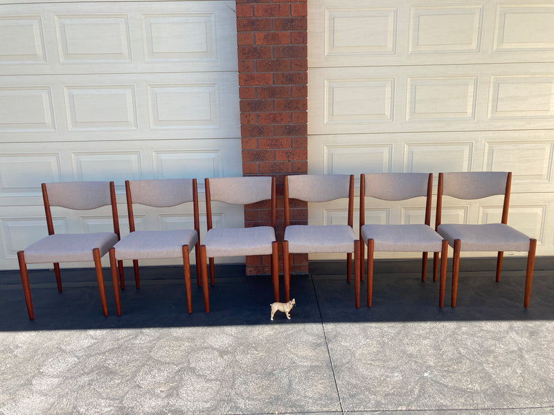 Parker table dining 6 matching chairs fully restored Zepel grey color 1960s MCM