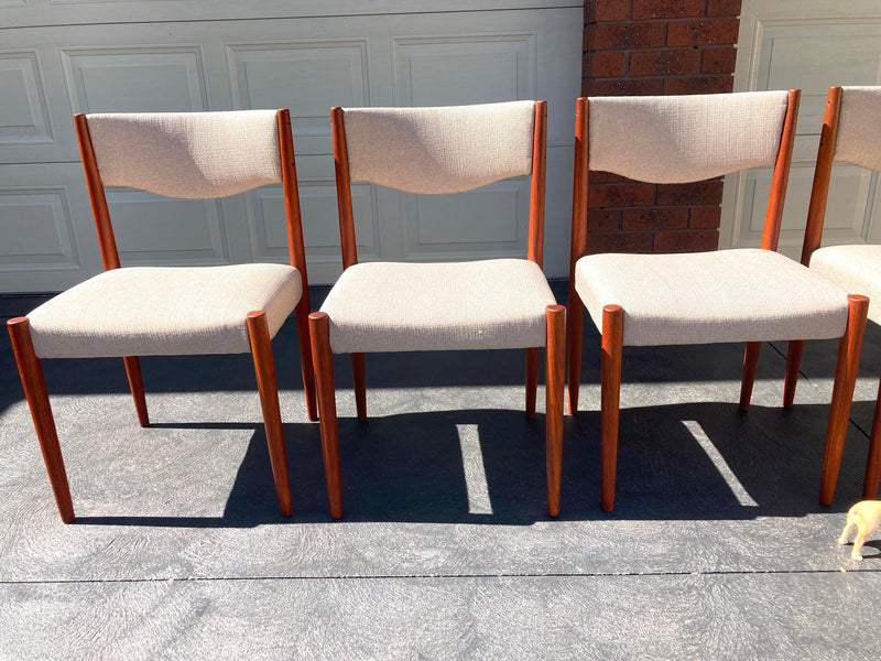Parker table dining 6 matching chairs fully restored Zepel grey color 1960s MCM