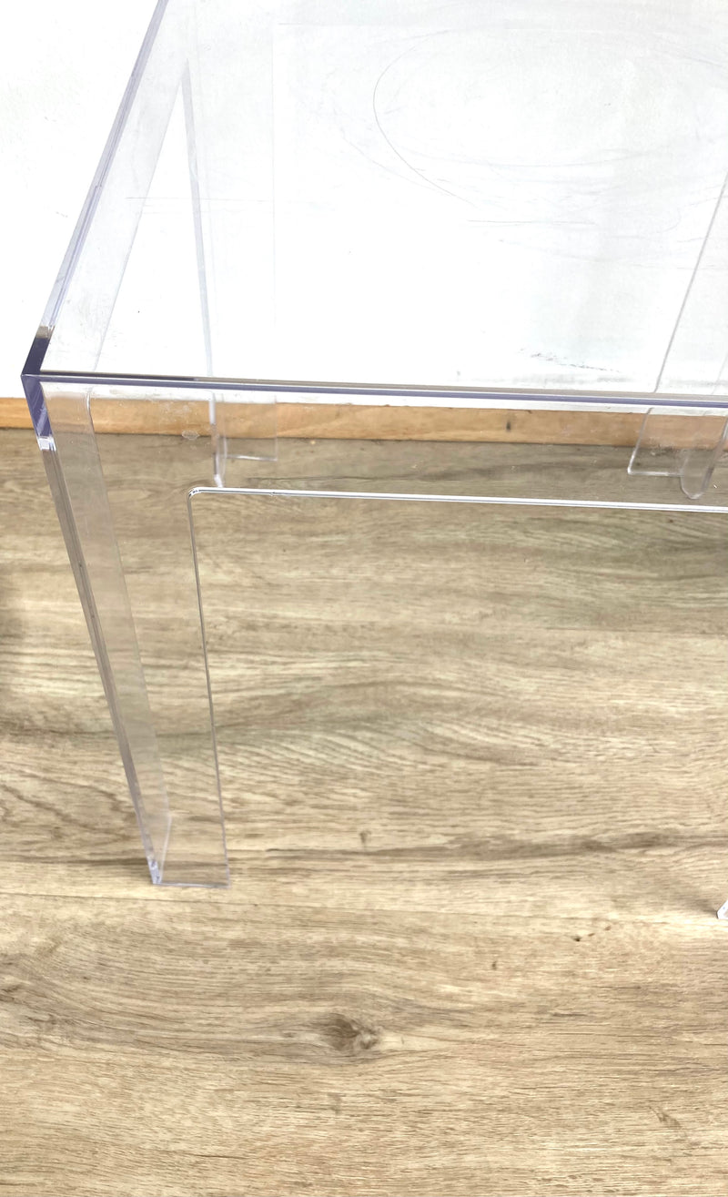 Pair 3 tier storage unit buffet side coffee table Kartell Componibili silver with ghost table space furniture used