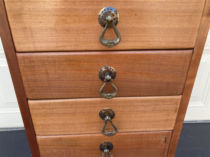 6 drawer cabinet fully restored teak honeycomb tapered legs vintage MCM brass