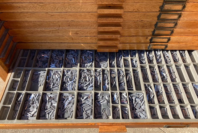 Antique printing printer cabinet drawer pigeon hole jewellery storage teak honeycomb restored over 5000 foundry typeface fonts
