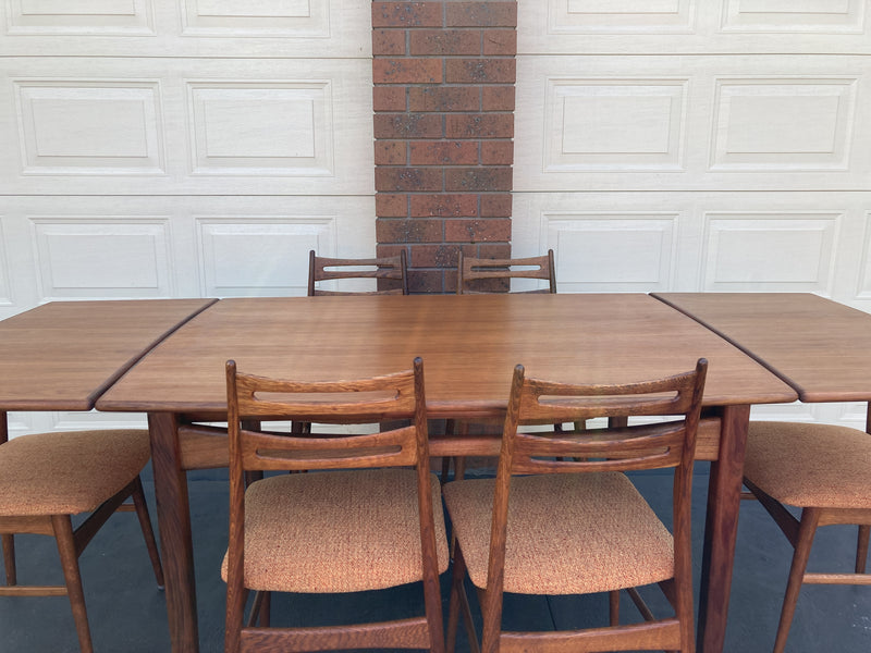 Scope Furniture MCM Authentic restored dining suite ladder back Niels Kofoed style chairs Australia made