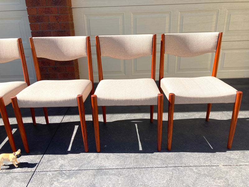 Parker table dining 6 matching chairs fully restored Zepel grey color 1960s MCM