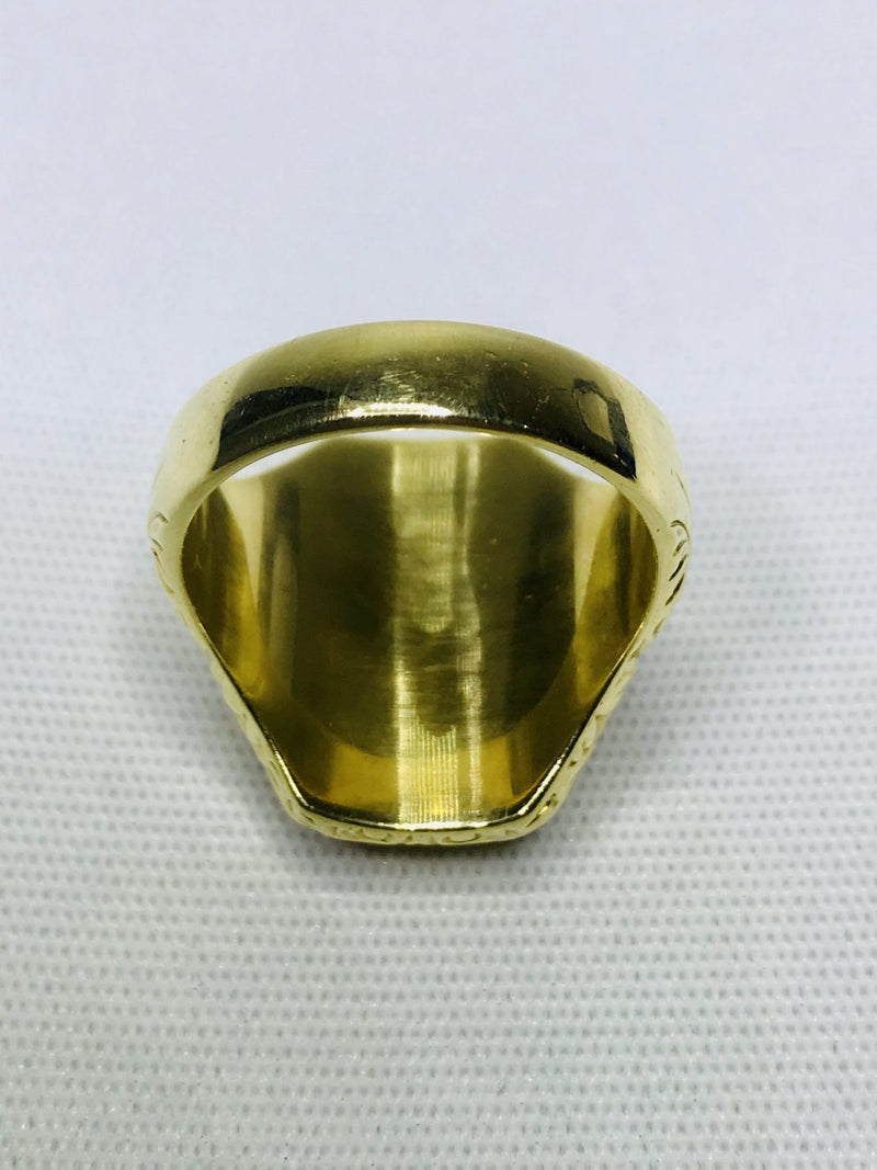 18ct yellow gold gents signet ring size V vintage polished