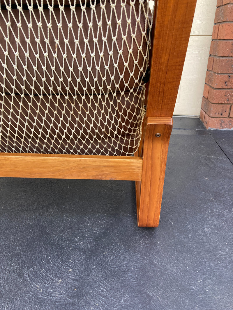 Tessa T4 sling pair of armchairs designed by Fred Lowen fully restored new Italian tan leather