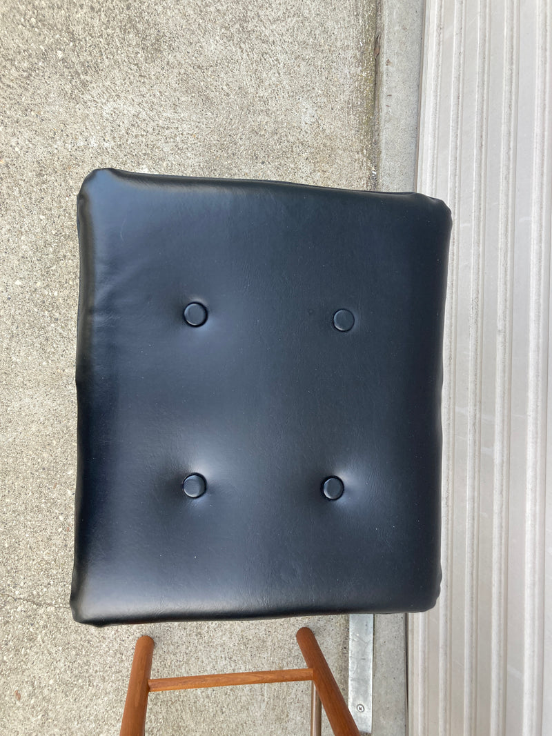 Pair of genuine Parker Bar stools in black vinyl restored MCM