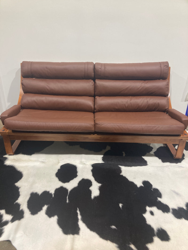 Tessa T4 sling 2 seater couch Fred Lowen fully restored new Italian tan leather