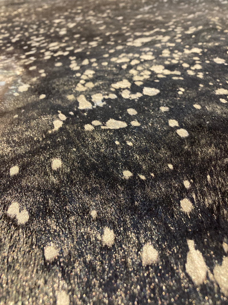 Cow Hide authentic genuine large black metallic gold treated Italy