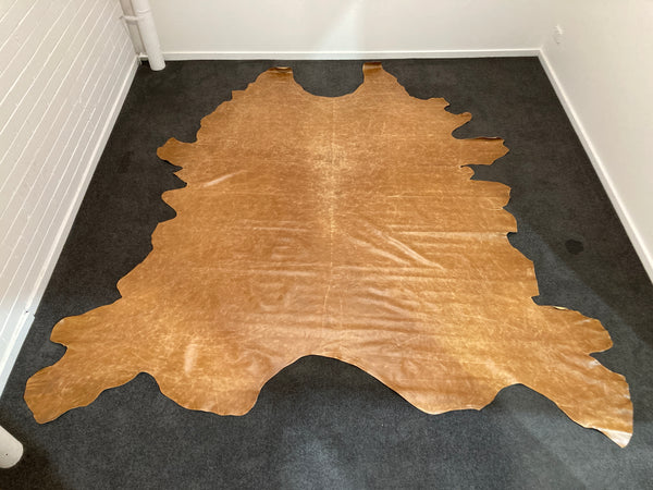 Cow Hide authentic genuine leather light brown tan Aniline extra large Italy