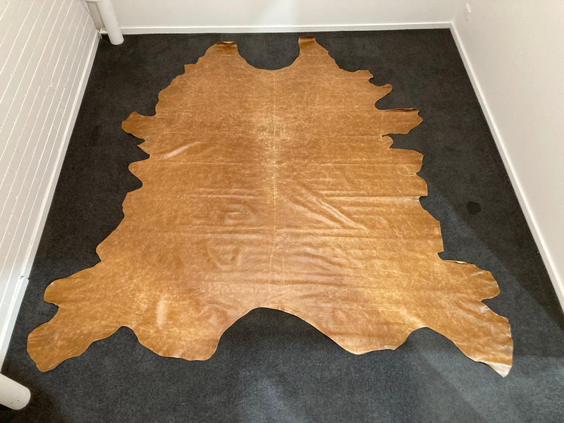 Cow Hide authentic genuine leather light brown tan Aniline extra large Italy