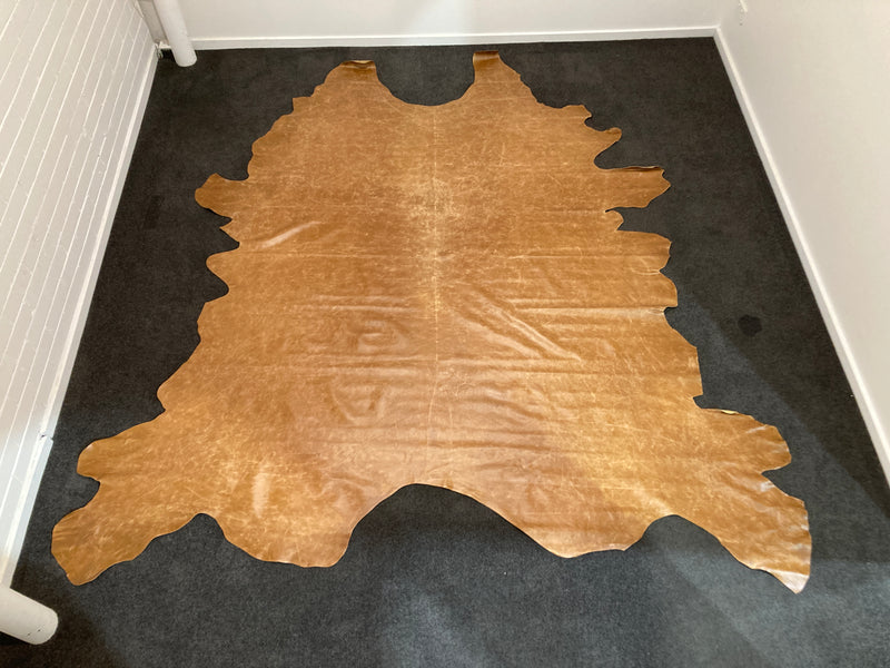 Cow Hide authentic genuine leather light brown tan Aniline extra large Italy