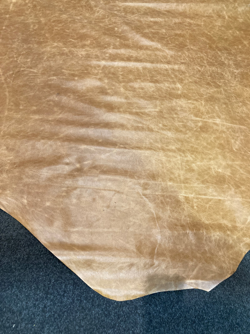 Cow Hide authentic genuine leather light brown tan Aniline extra large Italy