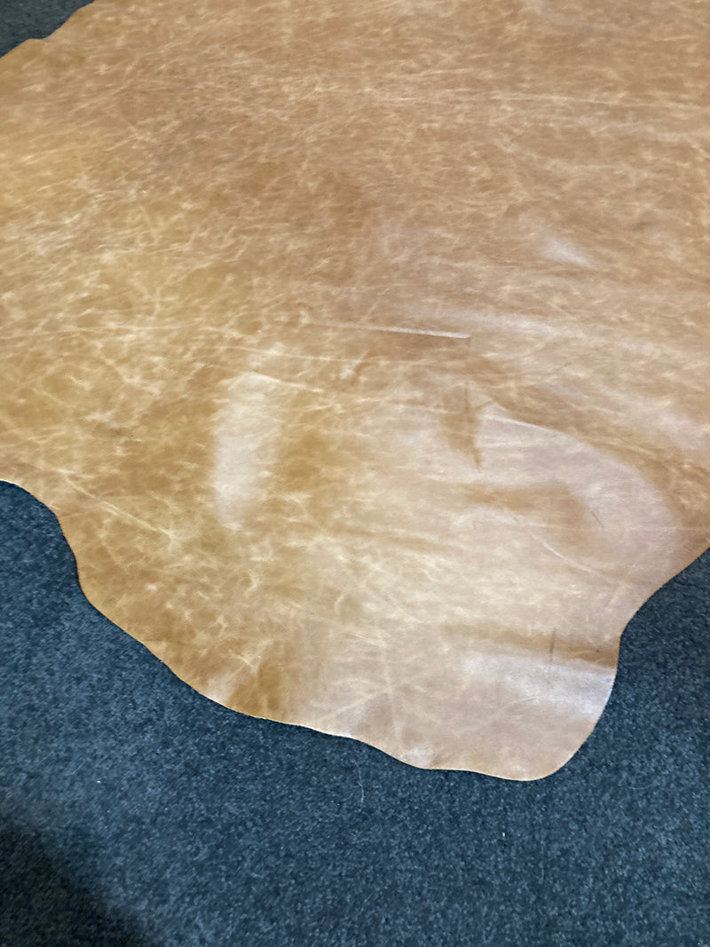 Cow Hide authentic genuine leather light brown tan Aniline extra large Italy