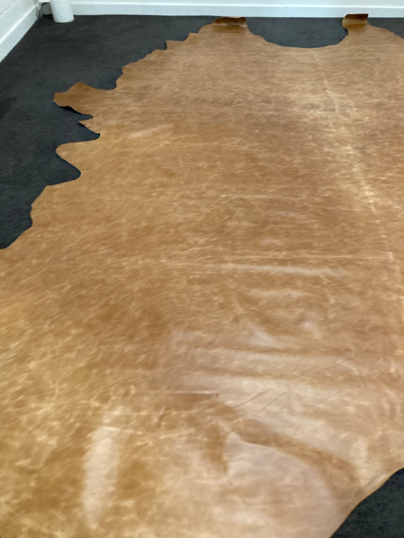 Cow Hide authentic genuine leather light brown tan Aniline extra large Italy
