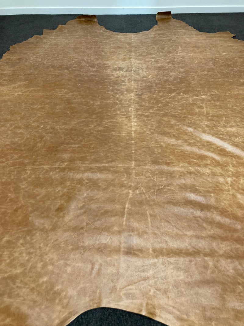 Cow Hide authentic genuine leather light brown tan Aniline extra large Italy
