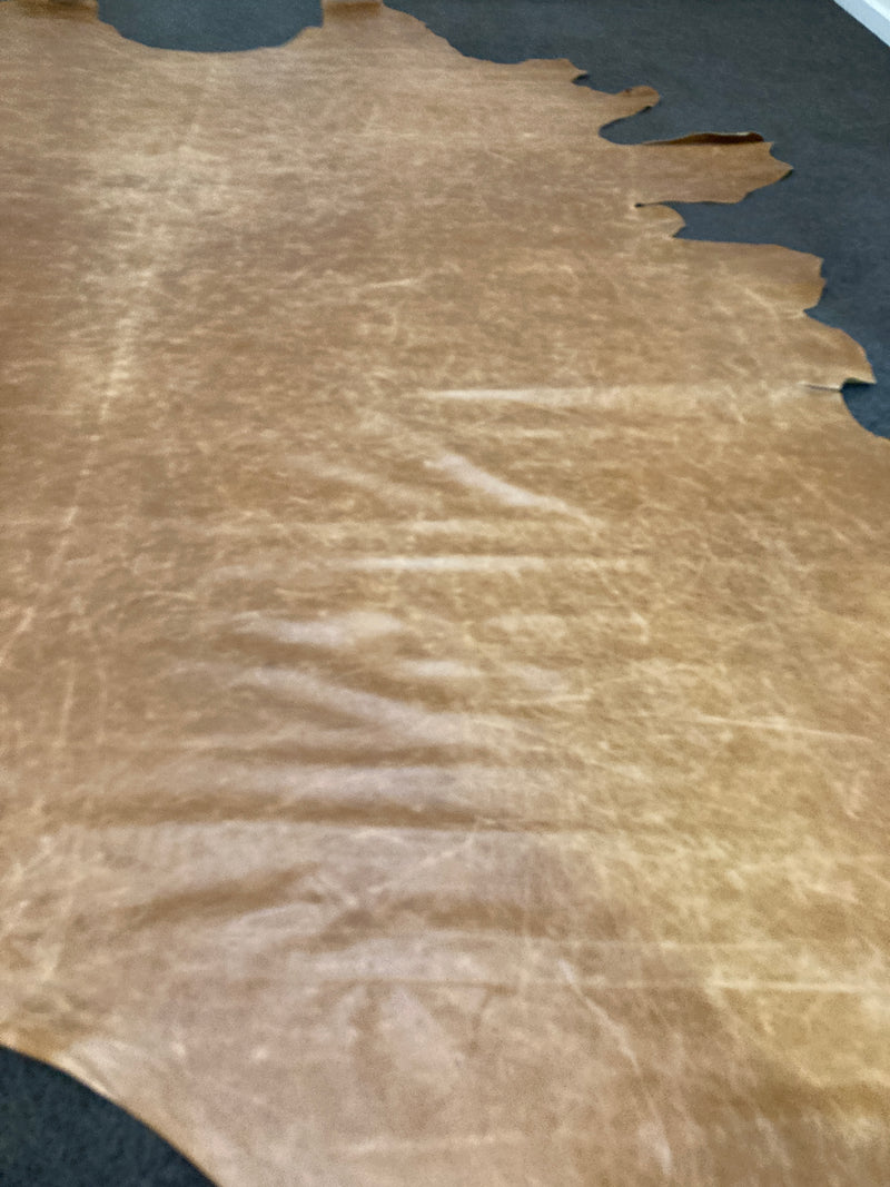 Cow Hide authentic genuine leather light brown tan Aniline extra large Italy
