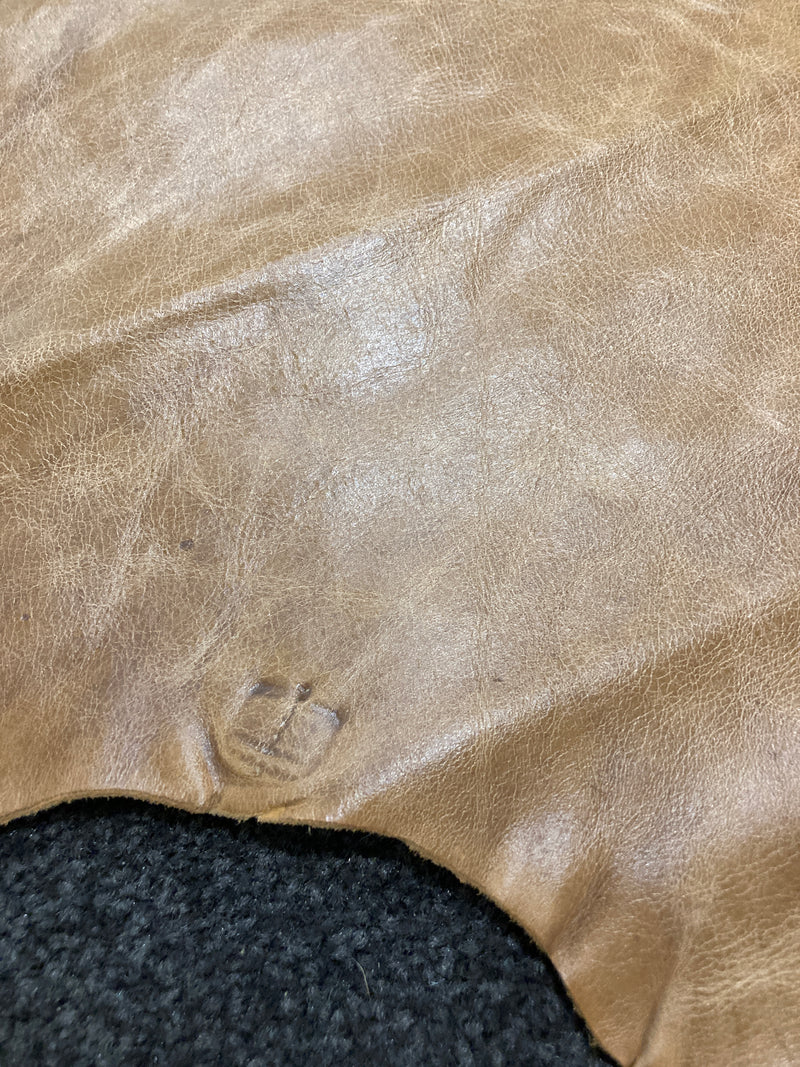 Cow Hide authentic genuine leather light brown tan Aniline extra large Italy