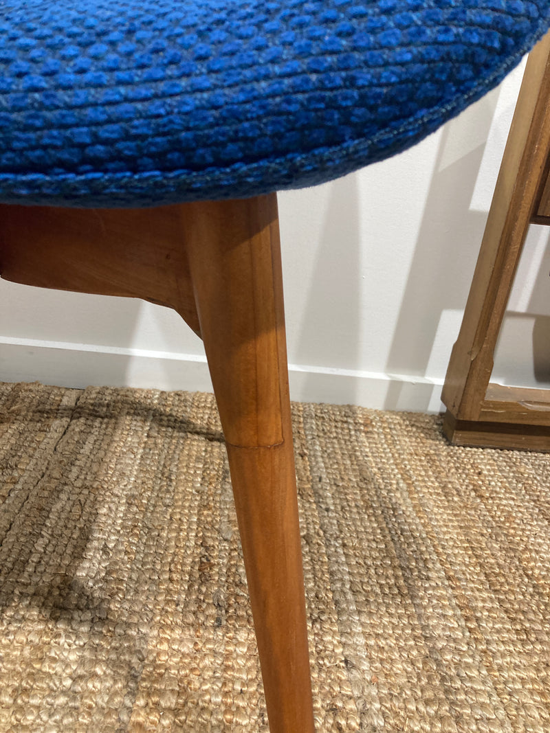 Featherston button back contour chair A305H model fully restored Zepel boucle blue