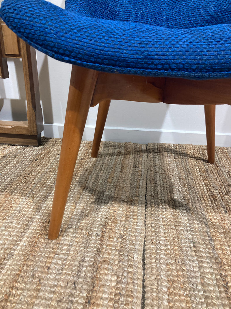 Featherston button back contour chair A305H model fully restored Zepel boucle blue