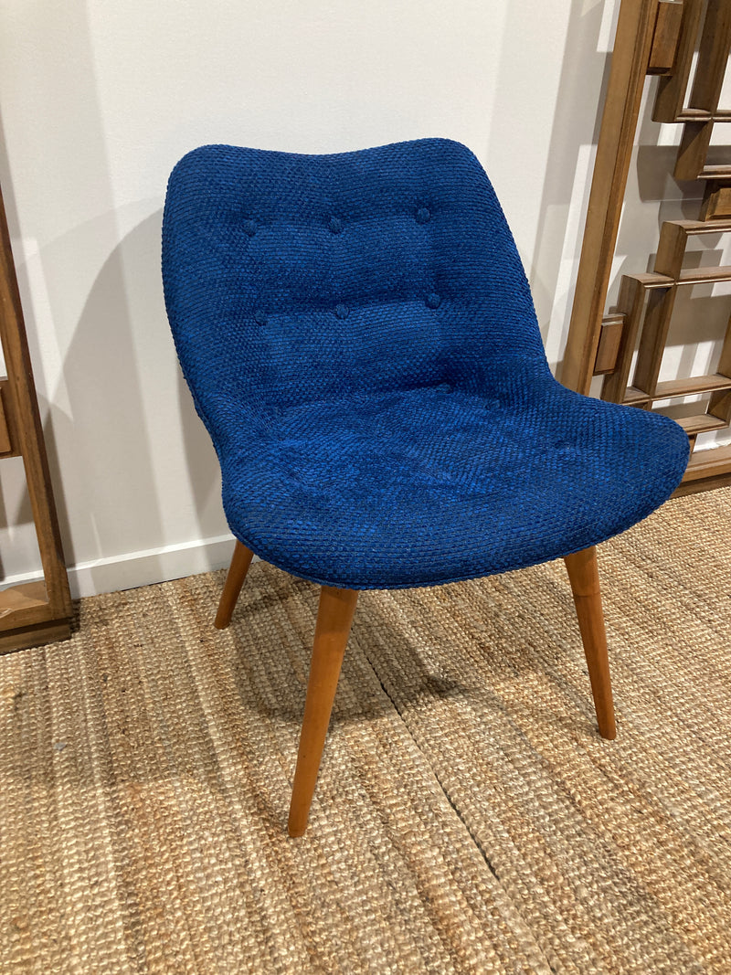 Featherston button back contour chair A305H model fully restored Zepel boucle blue
