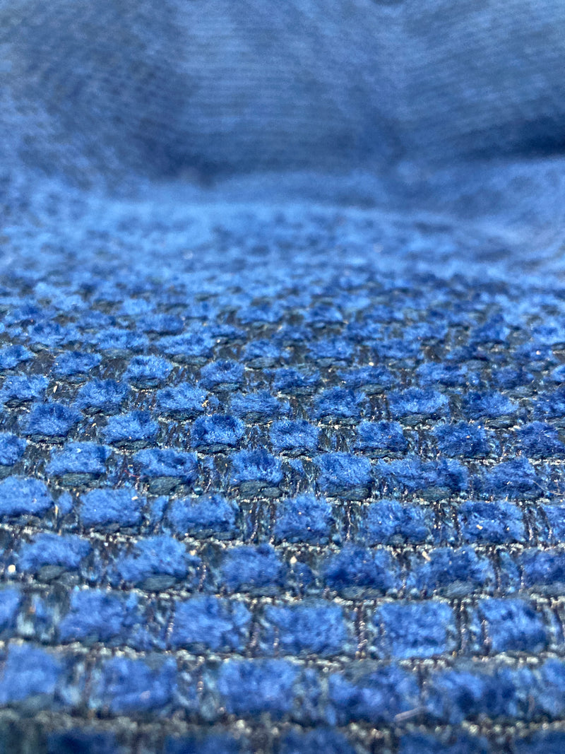 Featherston button back contour chair A305H model fully restored Zepel boucle blue