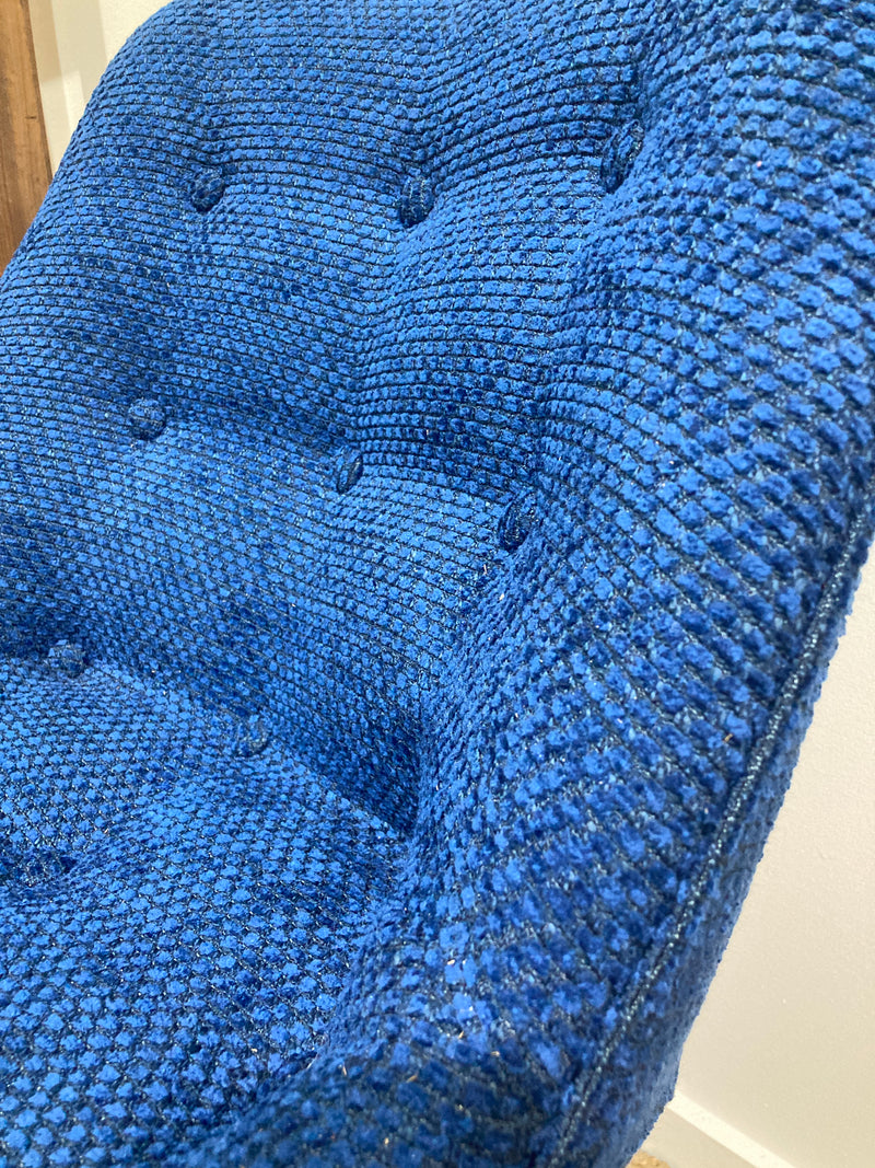 Featherston button back contour chair A305H model fully restored Zepel boucle blue