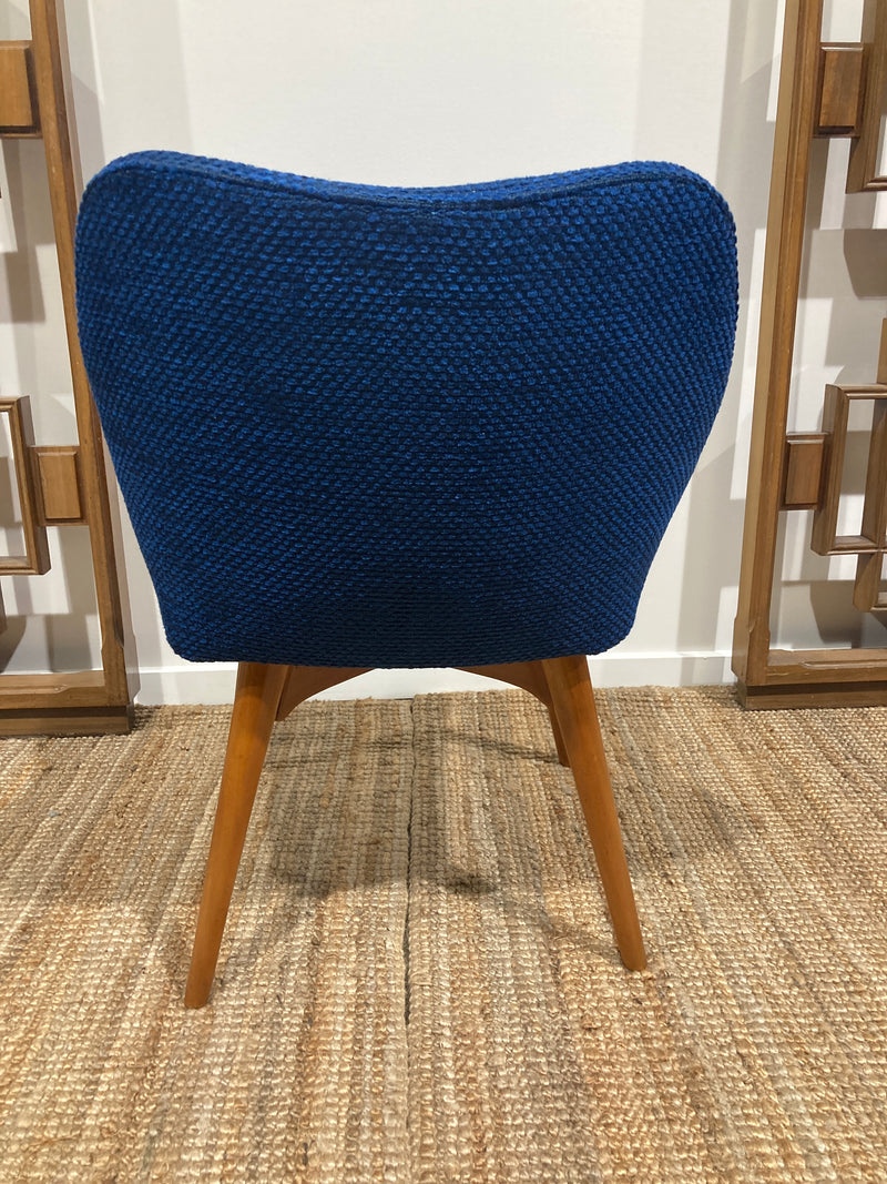 Featherston button back contour chair A305H model fully restored Zepel boucle blue
