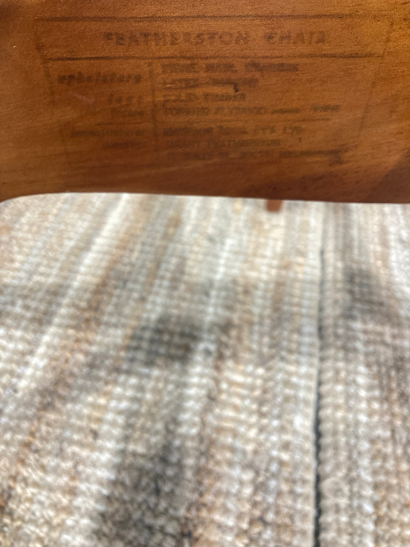 Featherston button back contour chair A305H model fully restored Zepel boucle blue